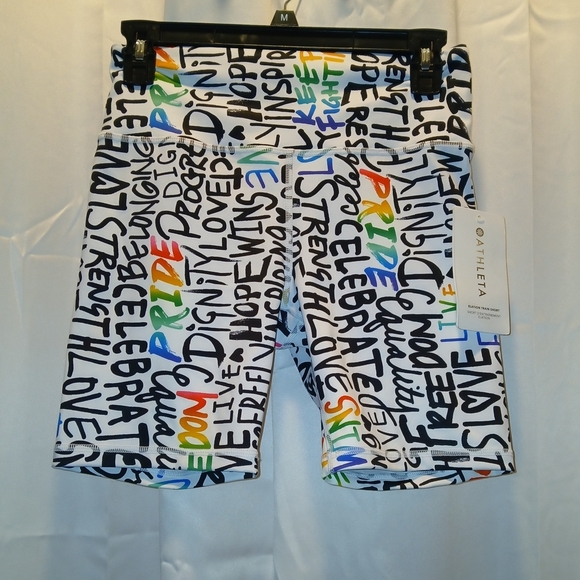 Athleta Pants - Athleta Multicolor Text Print Shorts